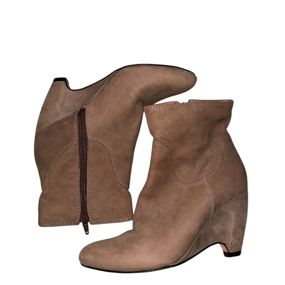 Corso Como Tan Leather Wedge Ankle Boot Size 6.5